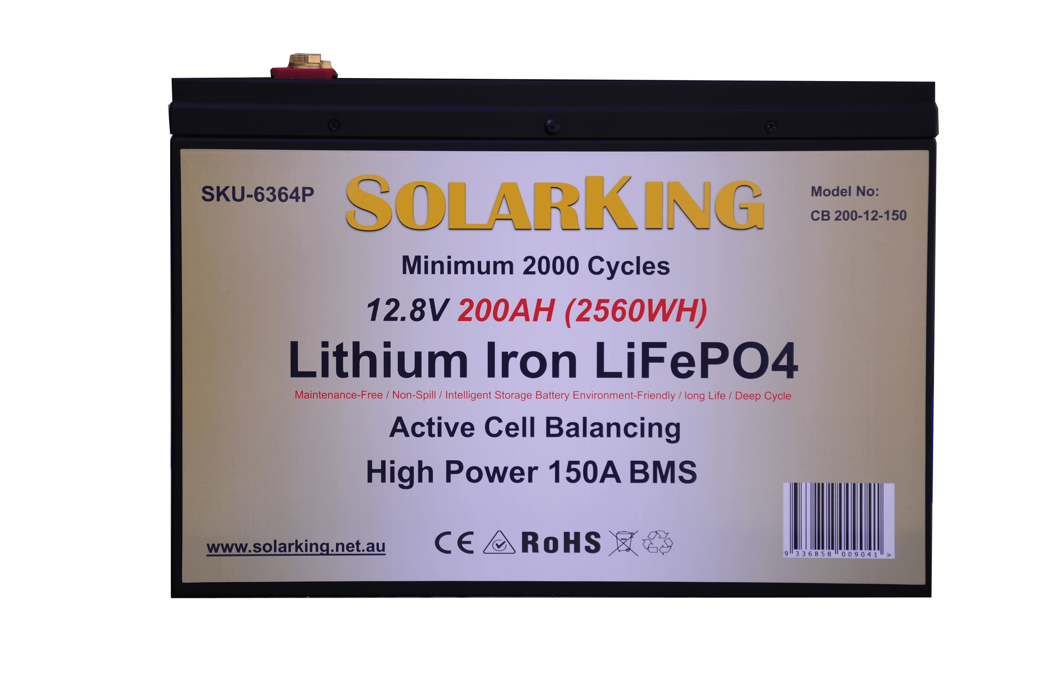 12.8V 200AH  Solarking Lithium Iron Battery Metal Case CB-200-12-150